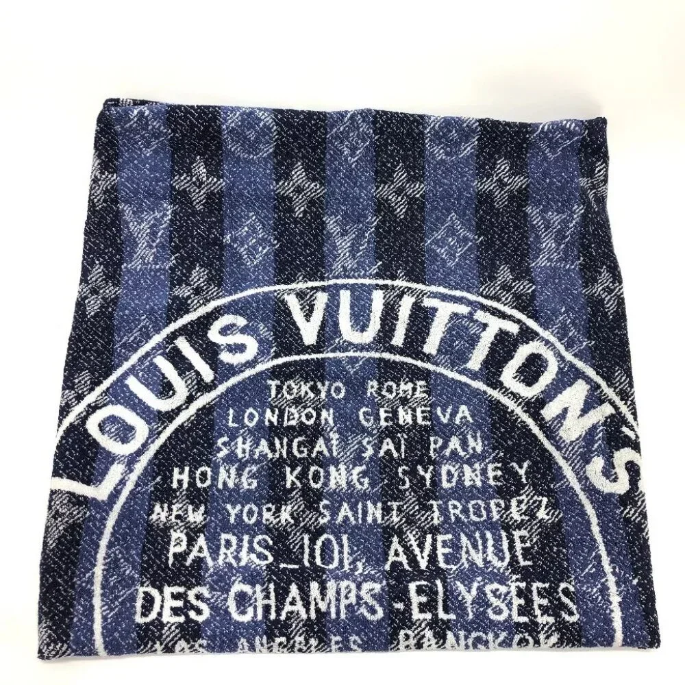 LOUIS VUITTON Monogram TRUNKS＆BAGS Beach towel bath towel towel cotton blue